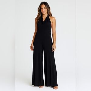 Free People Beach Halter Jumpsuit Cowl Neck‎ Open Back Black Women's Small